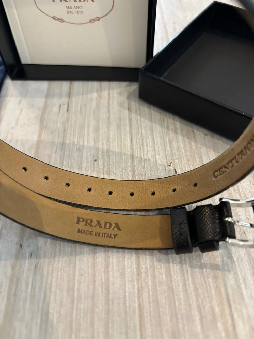 Prada Black Leather Centurion Wrap Bracelet